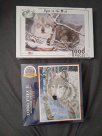 NEW - 1000 piece puzzles, picture of wolf $15 each