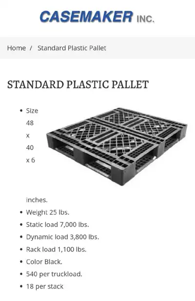 Orbis Plastic Pallet 48x40x6