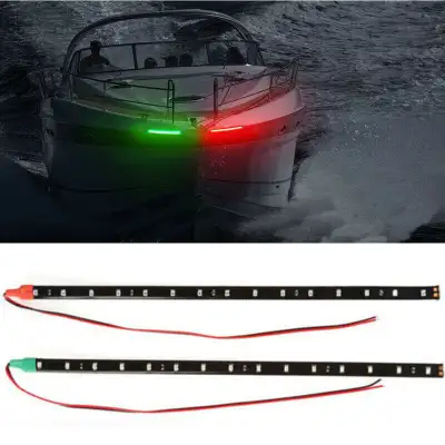 12" LED Strip Lights Red & Green For Bow Boat Marine, Car, Truck, Trailer, Waterproof Navigation Lig...