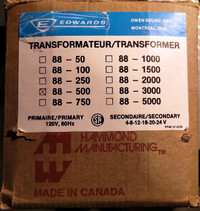 500VA Transformer New in Box   120vac to 4-8-12-16-20-24vac