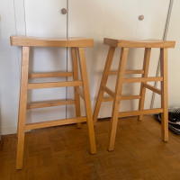 Pair of Wooden Barstool Chairs  