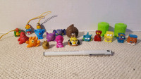 Mini figurines: trash can, winnie, angry birds et autres 
