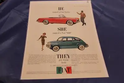 1961 Fiat Spider and 600 Original Ad in Excellent Condition