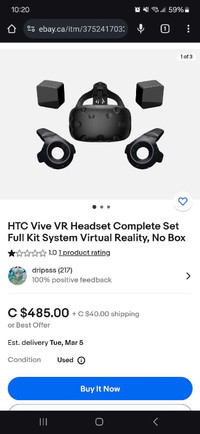 Htc vive vr headset complete set full kit system no box