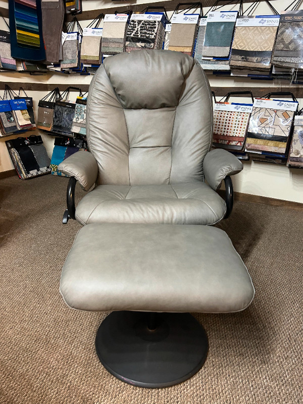 Leather RENO CHAIR and OTTOMAN (swivel) in Chairs & Recliners in Dartmouth