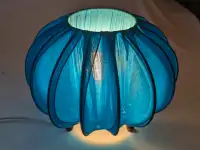 Funky Mod 12x10 Round Turquoise Fabric Cocoon Accent Table Lamp!