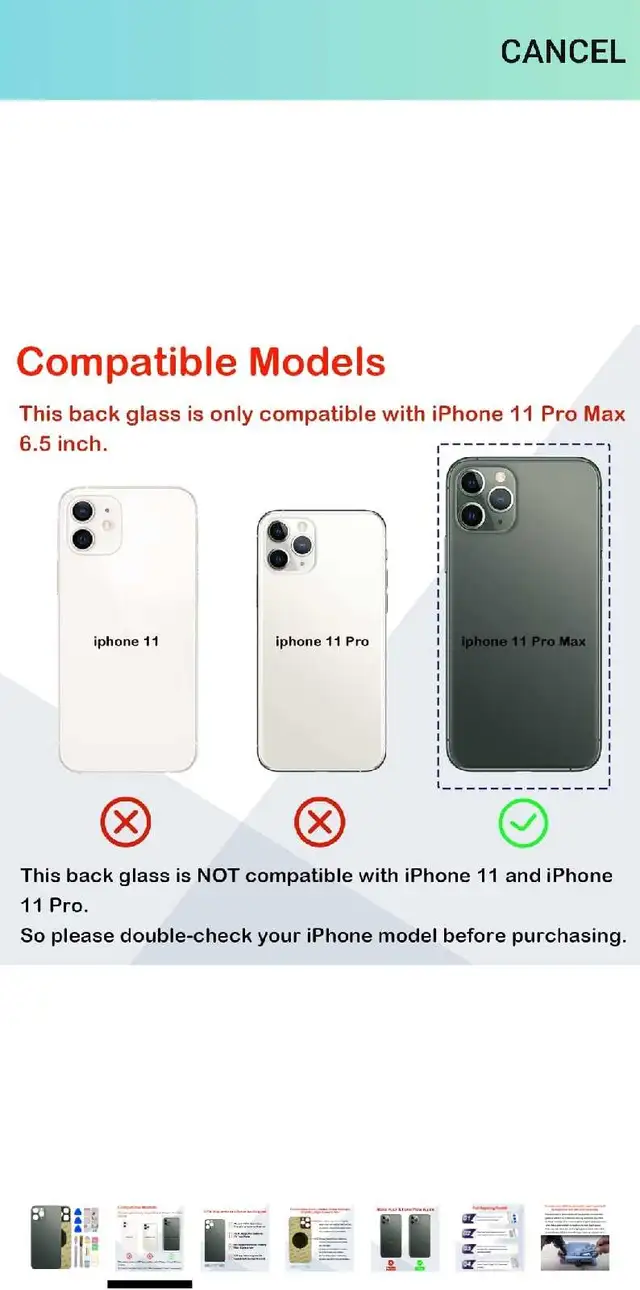 Phoupair OEM Back Glass Replacement Compatible with iPhone 11 Pr in Cell Phones in Markham / York Region - Image 3