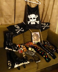 Halloween Pirate Lot with Latex Boot Covers and accessories