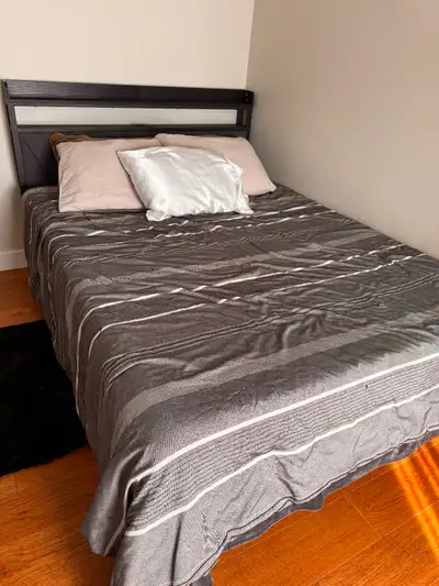 Queen bed frame and mattress, View more