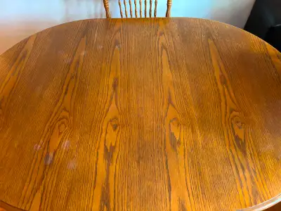 Vintage Solid Wood Pedestal Dining Table with 4 Matching Chairs, View more