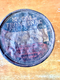 Vintage 1920s Mc Coll Frontenac oil tin. 