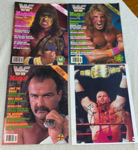 Vintage WWF Magazine lot Jim Neidhart Signed Photo 