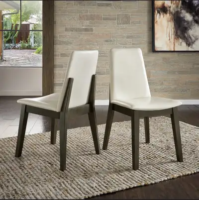 NEW, Cipolla Wood Finish White, Vegan Leather Dining Chair, View more