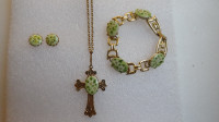 VTG Necklace / Earrings / Bracelet Hand Painted Porcelain Set