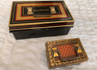 Antique Art Deco Tin Banker’s Boxes, Set of 2