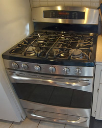 Gas Stove -- convection, stainless steel, dual oven. WORKS GREAT