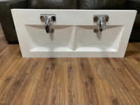 Double vanity sink and faucets