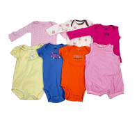 Lot of 7 Onesies for baby Girls 6 months 100% cotton short/ long