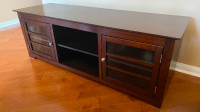 TV stand with shelves & glass doors