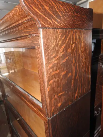 Antique barrister bookcase 4 glass levels, View more