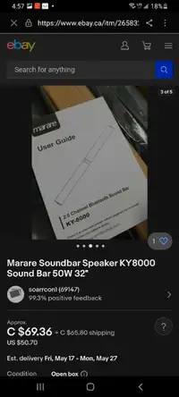 Sound bar 2 speakers system 