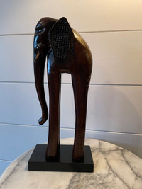 Vintage African Hand Carved Wood Elephant