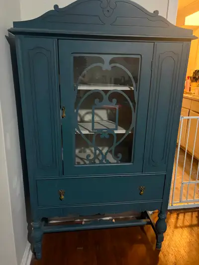 Antique china cabinet era 1920 painted using fusion material, View more