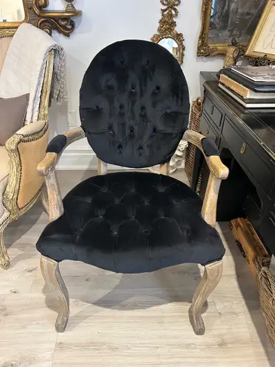 Vintage black velvet accent chair , View more