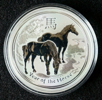 2014 Perth Mint Lunar ll Horse 1oz silver coin in capsule