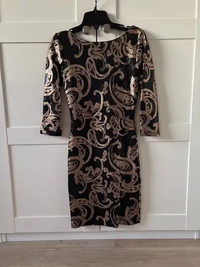Holiday Black & Gold Sequin Dress, View more