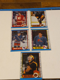 OPC Hockey Cards 1989 Rookie Only Sakic,Leetch,Roberts,Fleury 6