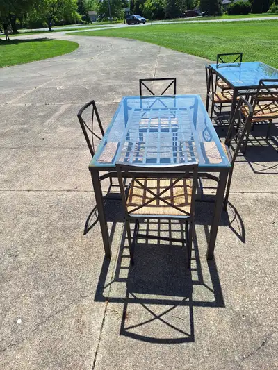 Ikea metal dining table with 4 chairs, View more