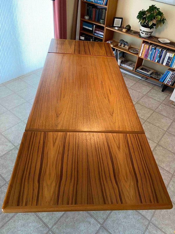 Teak Dining Table with Hidden Extension Leaves Dining Tables & Sets