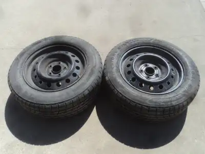 2 Firestone all weather tires with TPMS sensors are for sale. Tires are 215/60/16. Rims are 5 holes,...