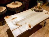 Table de salon bois et epoxy/ fabrication locale 