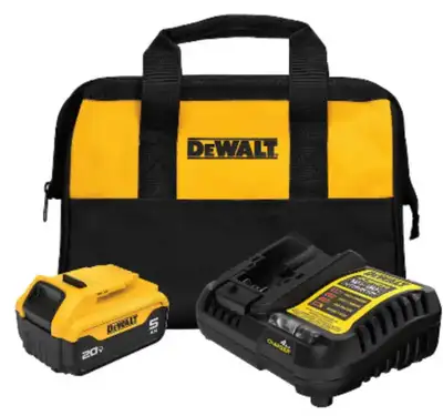 DEWALT 20V MAX Lithium-Ion 5.0Ah Battery with Charger and Bag Model # DCB205CK Retail $198 Asking $1...