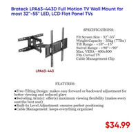 TV WALL BRACKETS, NON TILTING, TILTING, CEILING, FULLMOTION