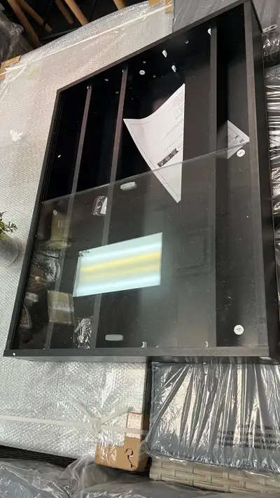 5-Storey Wall Shelf Display Cabinet, Shot Glass Display Case, Glass Curio Cabinet with 2 Glass Doors...