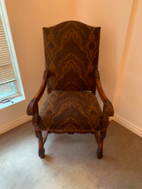 Two damask armed  chairs