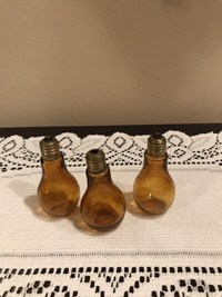 Vintage Amber glass salt and pepper shakers 