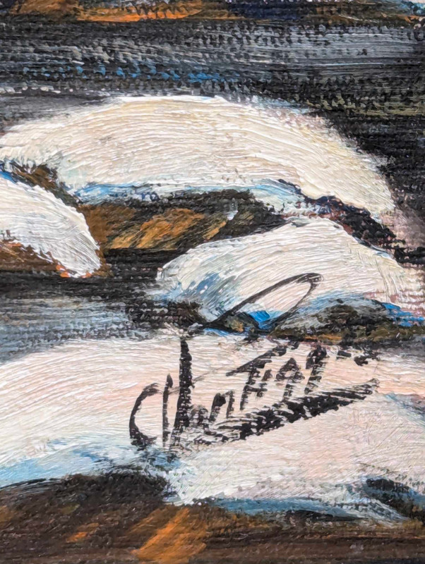 Lovely Vintage Oil-On-Canvas Rural Winter Landscape Painting! in Arts & Collectibles in London - Image 3