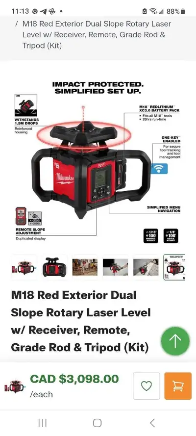 millwakee Duel slope Lazer level with remote , View more