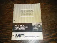 Massey 7, 8 Lawn Tractors and Mowers Operators Manual