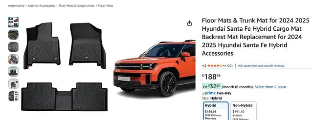 2024/25 Santa Fe Hybrid floor mats BNIB in Other Parts & Accessories in Markham / York Region - Image 4