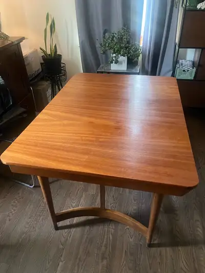 Wood extendable dining table MCM teak veneer , View more