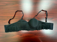 NATORI Black 34B Women Bra Soft Cups, Black Lace Trim Adjustable