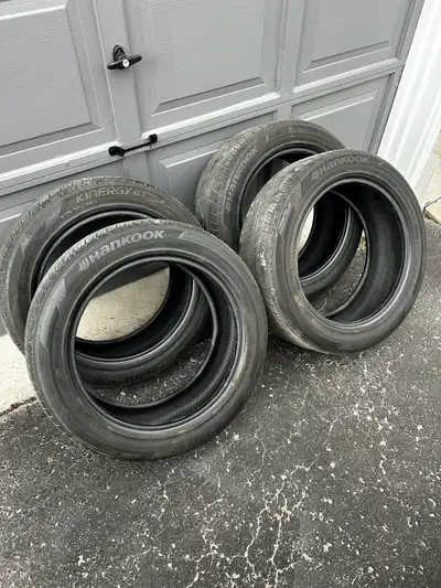 Offering up this used set of Hankook Tires. Two are more worn than the others. Some have camber wear...