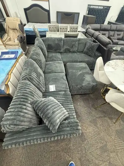 New Corduroy Sectional Sofa with Ottoman, View more
