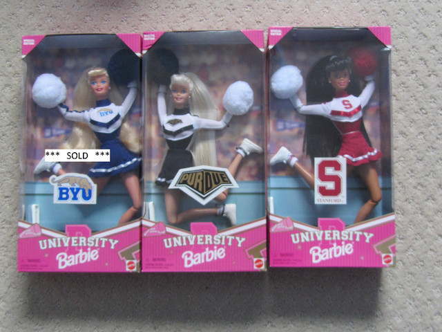 University Cheerleader Barbies - Purdue & Stanford - BNIB | Toys