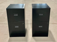 Two LETTER Sized Drawer Black Metal Cabinets (w Key)
